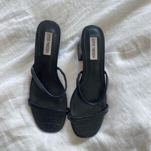 Steve Madden Black Croc-Embossed Sandals